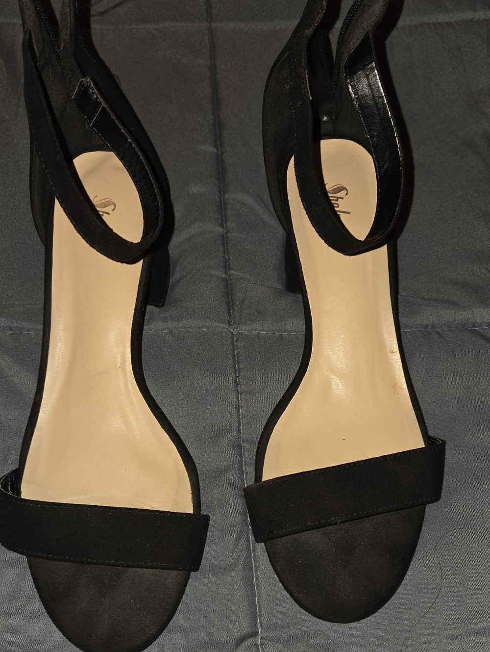 SHEIN Black Open-Toe Ankle Strap Block Heels